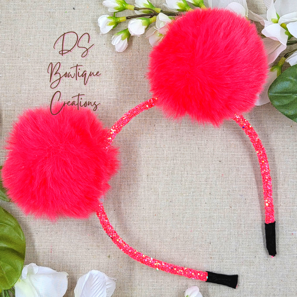 Hot Pink Pom Headband