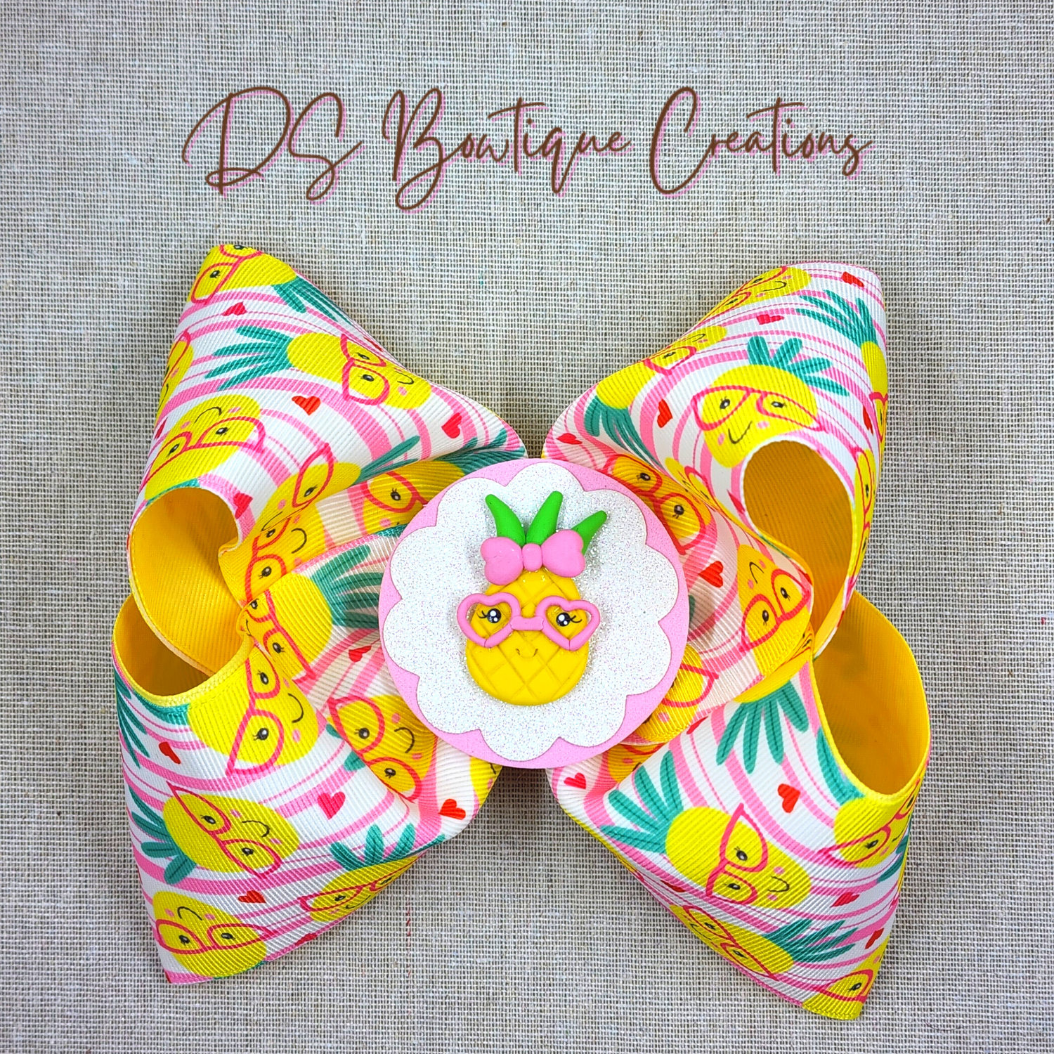 Pineapple Ribbon Bow – Ds Bowtique Creations